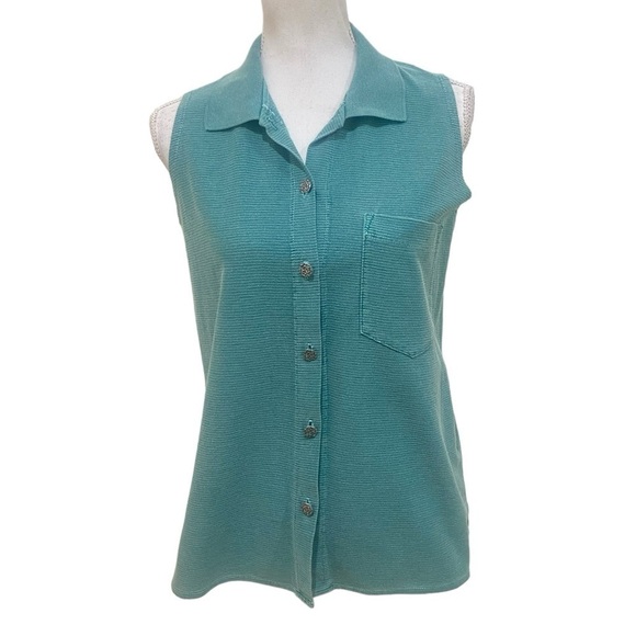 Gramicci sleeveless green collared top silver buttons chest pocket medium - Picture 1 of 12